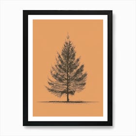 Fir Tree Minimalistic Drawing 1 Art Print