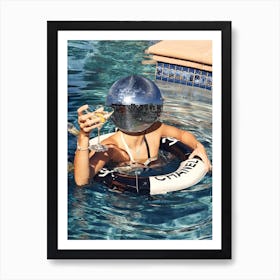 Disco Ball In The Pool Art Print