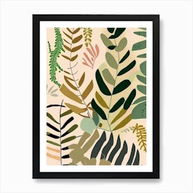Evergreen Fern Wildflower Modern Muted Colours 1 Art Print