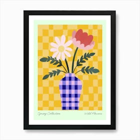 Spring Collection Wild Flowers Blue Tones In Vase 7 Art Print