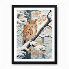 Winter Bird Painting Eastern Screech Owl 4 Art Print