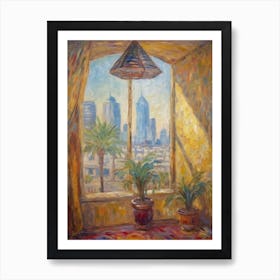 Window View Of Dubai United Arab Emirates Impressionism Style 4 Art Print