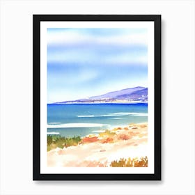 Plage De La Grande Motte, Languedoc Roussillon, France Watercolour Art Print