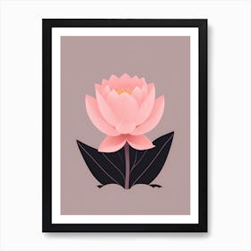 A Pink Lotus In Minimalist Style Vertical Composition 83 Art Print