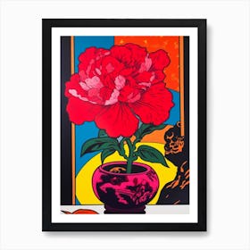 Peony With A Cat 4 Pop Art  Art Print