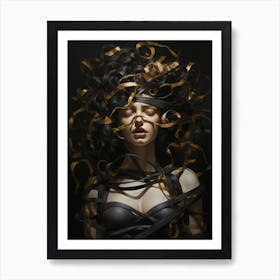 Woman With Black Hair Art Print