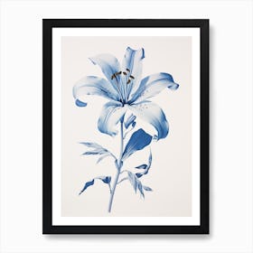 Blue Botanical Lily 1 Art Print