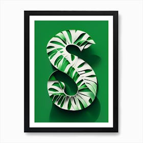 S, Letter, Alphabet Jungle Leaf 3 Art Print