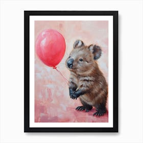 Cute Wombat 3 With Balloon Art Print