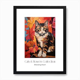 Cats & Flowers Collection Bleeding Heart Flower Vase And A Cat, A Painting In The Style Of Matisse 0 Art Print