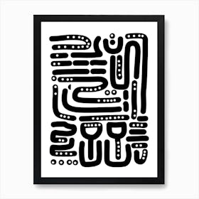 Abstract Maze Geometric Shape Black Minimalist Art Print