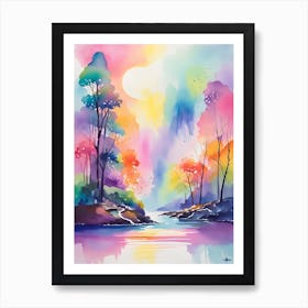 Watercolor Landscape Painting Art Print