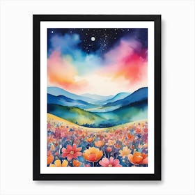 A Watercolor Painting Of Floral Landscape (24) Art Print