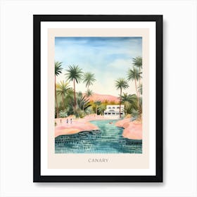 Swimming In Canary Islands Spain Watercolour Poster Art Print