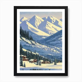 Jackson Hole, Usa Ski Resort Vintage Landscape 2 Skiing Poster Art Print