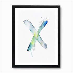 X  Letter, Alphabet Minimalist Watercolour Painting 5 Art Print