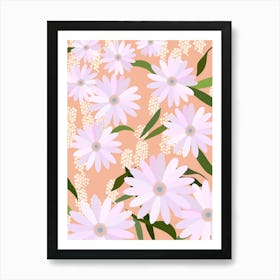 Playful Daisies | 03 - Lilac And Orange Floral Art Print