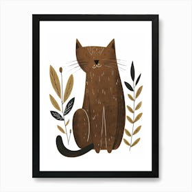 Havana Brown Cat Clipart Illustration 4 Art Print