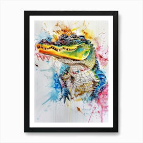 Alligator Colourful Watercolour 1 Art Print