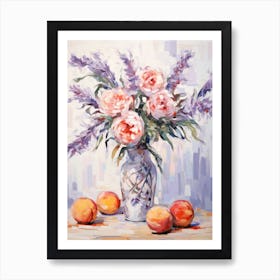 Lavender Flower And Peaches Still Life Painting 4 Dreamy Art Print