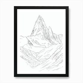 Aconcagua Argentina Line Drawing 6 Art Print