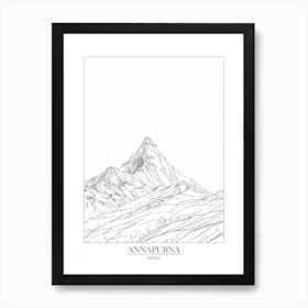 Annapurna Nepal Line Drawing 7 Poster Art Print