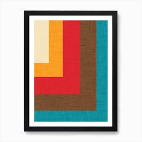 Abstract Mod Cube Beige Art Print