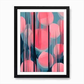 Simple Abstract Movement Art For Wall Decor, calming tones of Blue, pink& teal, 1265 Art Print