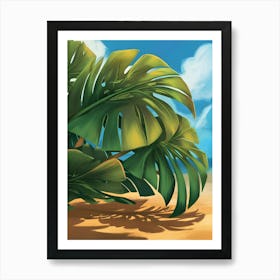 Palm Tree On The Beach Art Print