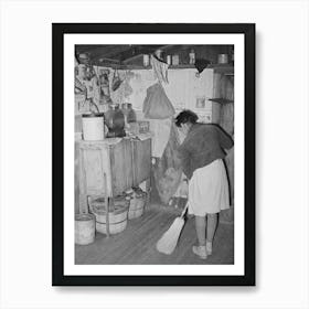 Daughter Of Pomp Hall, Tenant Farmer, Sweeping The Kitchen Floor Creek County, Oklahoma, See General Caption Art Print