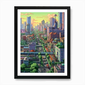 Cityscape Pixel Art 3 Art Print