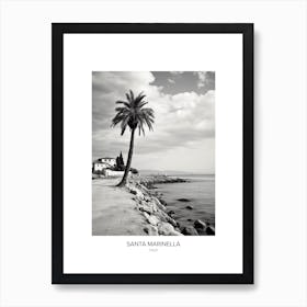 Poster Of Santa Marinella, Italy, Black And White Photo 2 Art Print