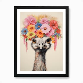 Bird With A Flower Crown Emu 1 Art Print