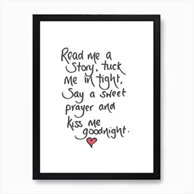 Art Print Handwritten Quote For Childs Room Read Me A Story Art Print