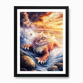 Lizard In The Ocean Art Print