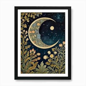 Moon And Flowers Style William Morris 26 Art Print