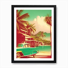 Cayo Santa Maria Cuba Vintage Sketch Tropical Destination Affiche