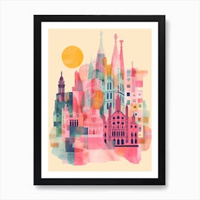 Barcelona In Risograph Style 3 Art Print