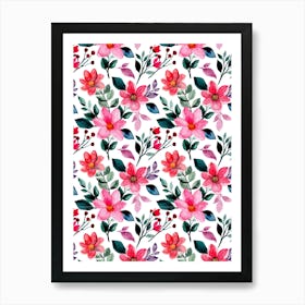 Watercolor Floral Pattern.Colorful roses. Flower day. artistic work. A gift for someone you love. Decorate the place with art. Imprint of a beautiful artist. 12 Art Print