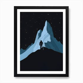 Man Standing On Top Of A Mountain, Backpacking and camping essentials, Hiking gear for remote trails, Camping under the starry sky, Scenic hiking routes for beginners, Camping by the riverside, Solo hiking adventures in the wilderness, Camping with family in national parks, Hiking and camping safety tips, Budget-friendly camping equipment, Hiking trails and campgrounds near me. Art Print