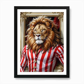 Lion In Striped Shirt Art Print