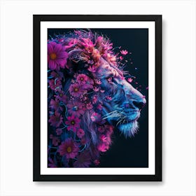 Lion With Flowers 6 Art Print