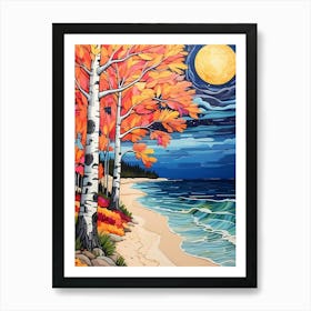 Birch Trees On The Beach Art Print