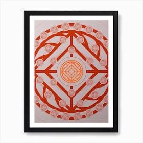 Geometric Abstract Glyph Circle Array in Tomato Red n.0035 Art Print