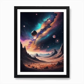 Space Landscape With Planets Affiche