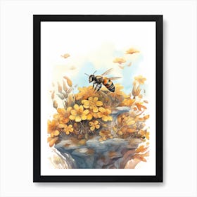 Drone Bee Beehive Watercolour Illustration 1 Art Print
