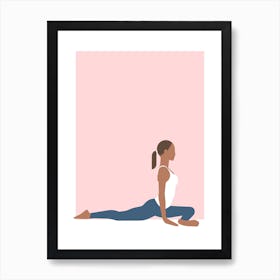 Pigeon yoga pose in pink Art Print