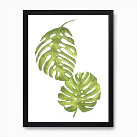 Two Green Floral Leafs Art Print