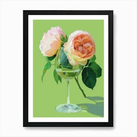 English Roses Painting Rose In A Wine Glass 3 Art Print