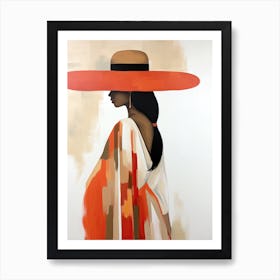 Woman In A Red Hat| | Boho print Art Print